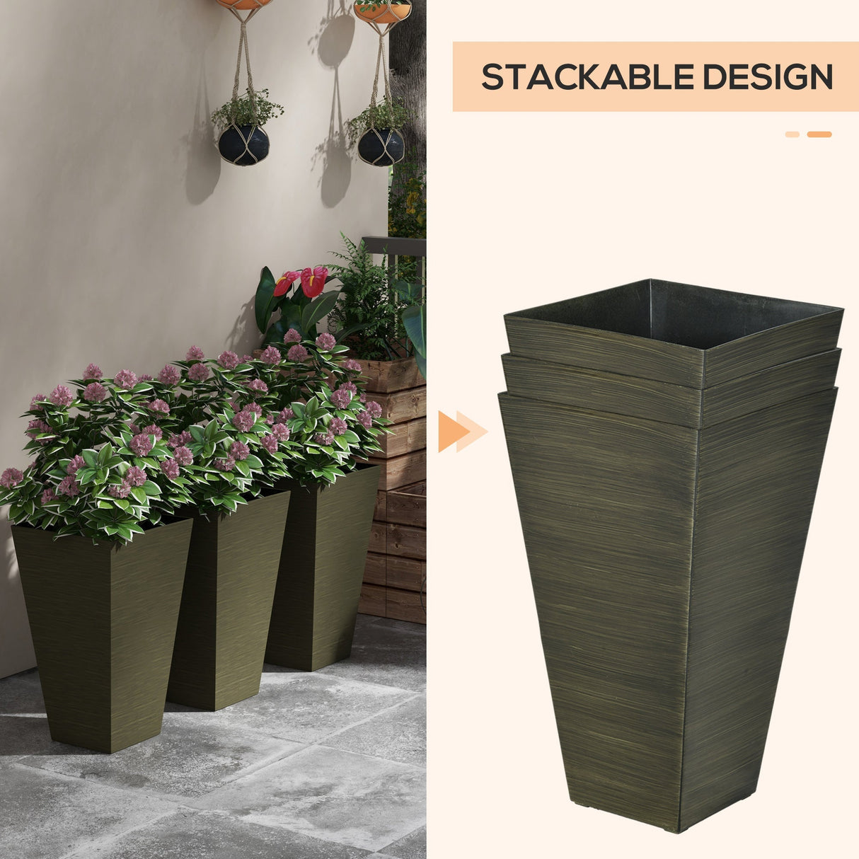 Outsunny 28" Tall Outdoor Planters, Set of 3