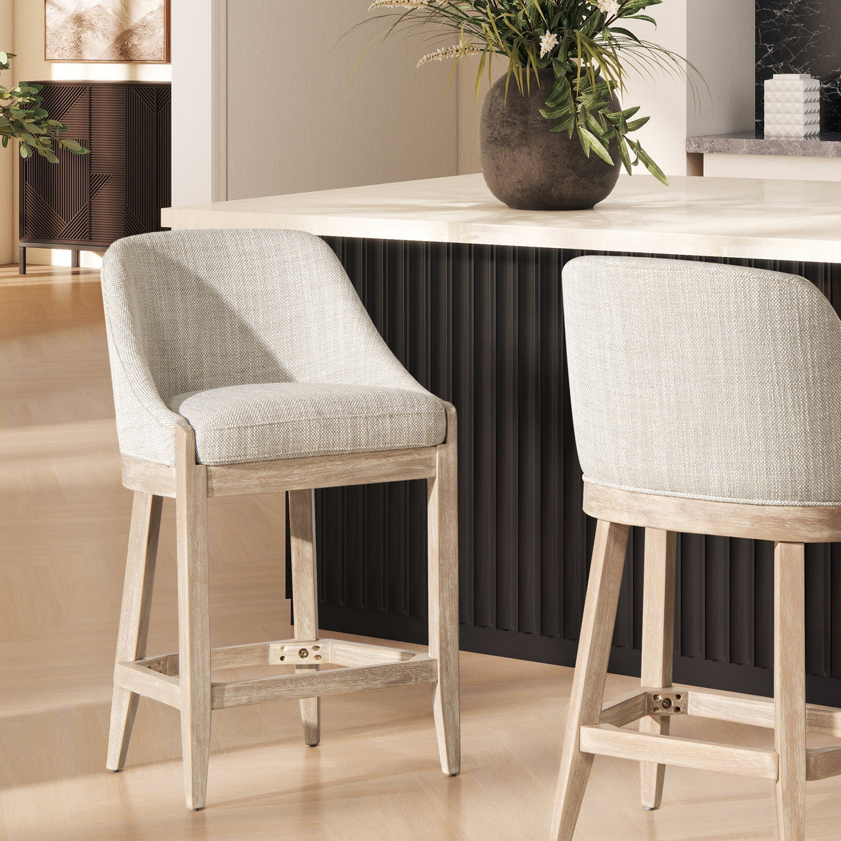26.5" Upholstered Counter Stool with Curved Back