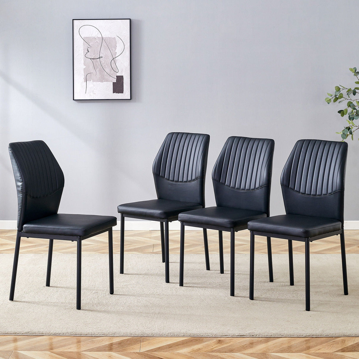 Ergonomic Simple Chair With Metal Leg