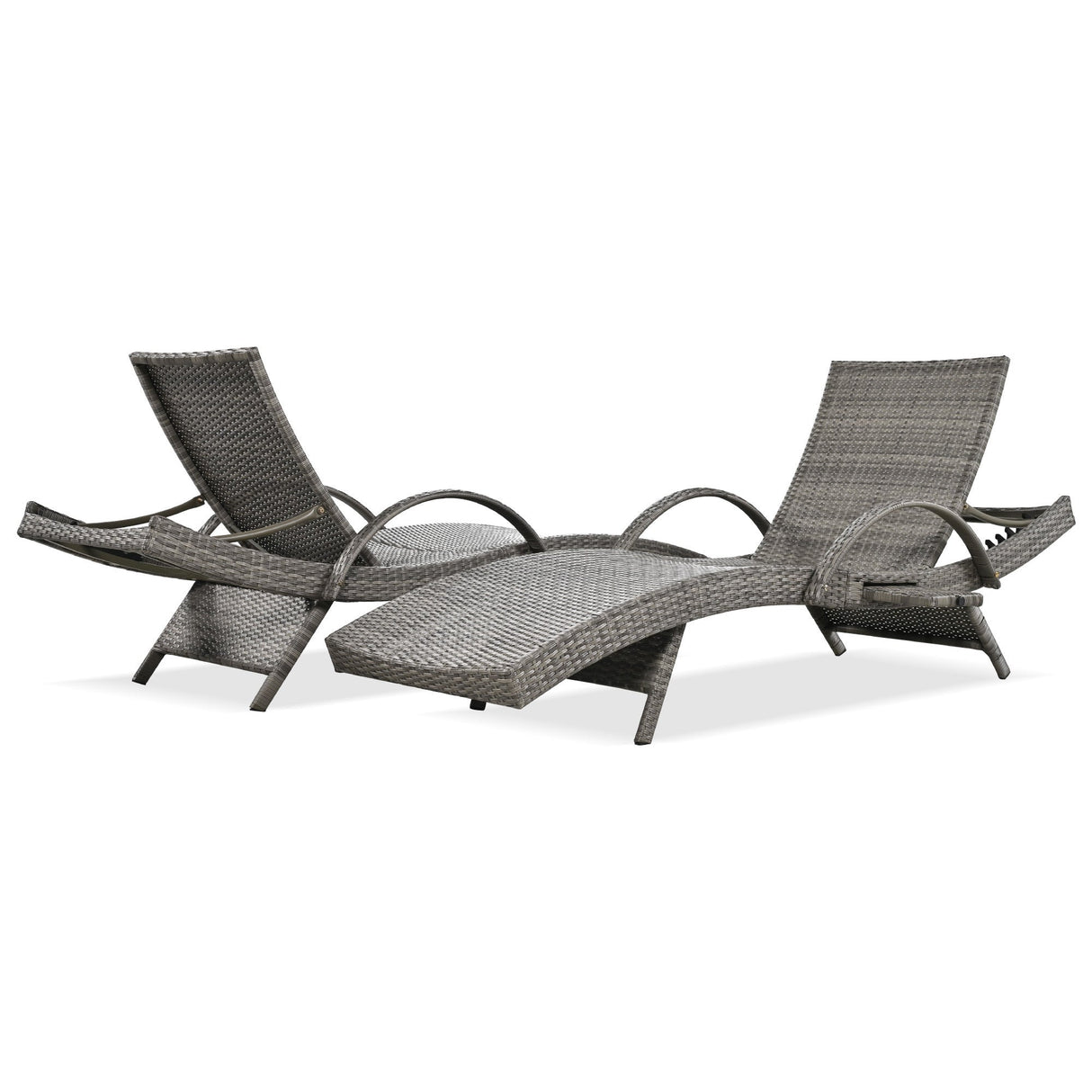 K&K 80'' Outdoor Wicker Chaise Lounge Chairs Set of 2