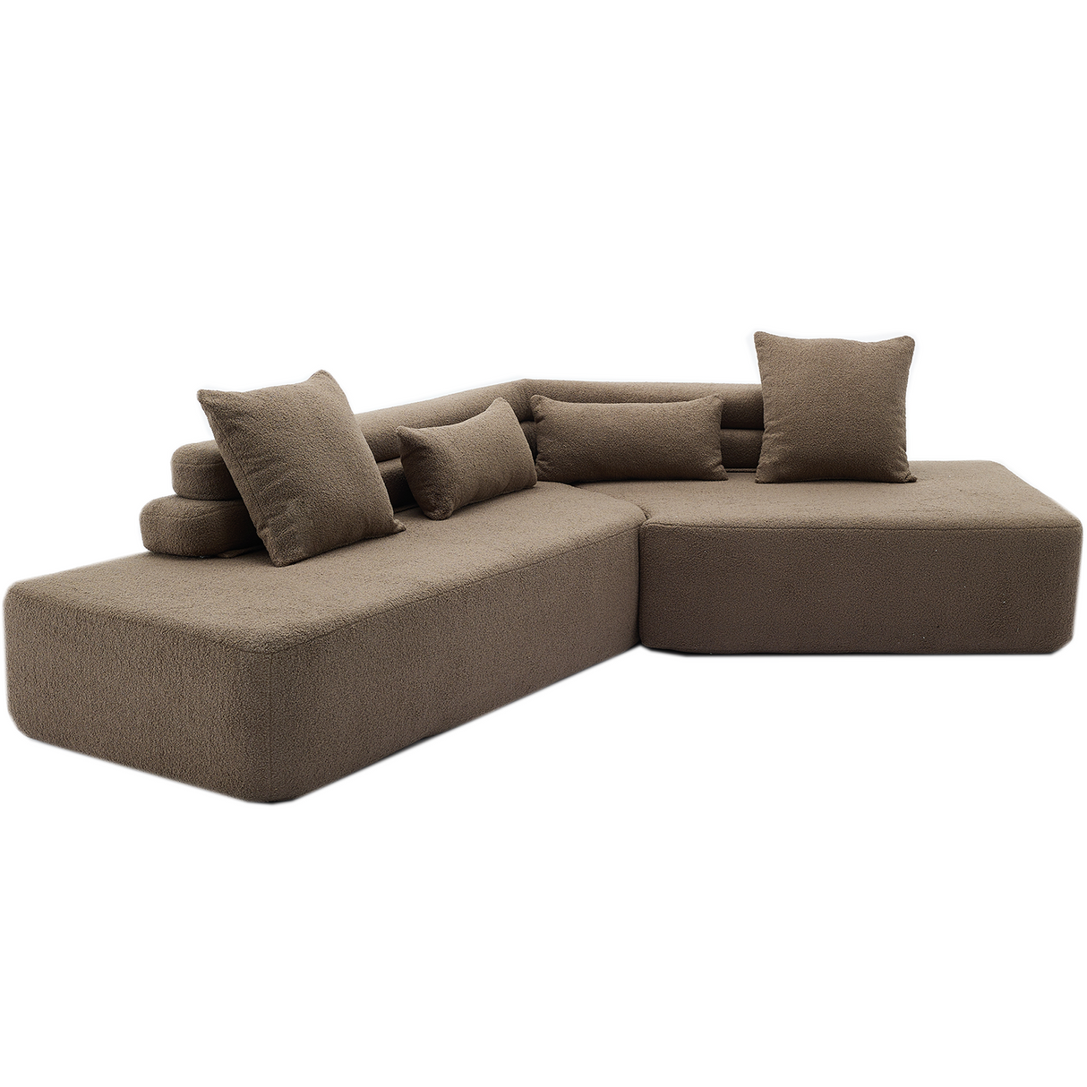 Minimalist Cloud Sectional Couch 4-Seater Brown