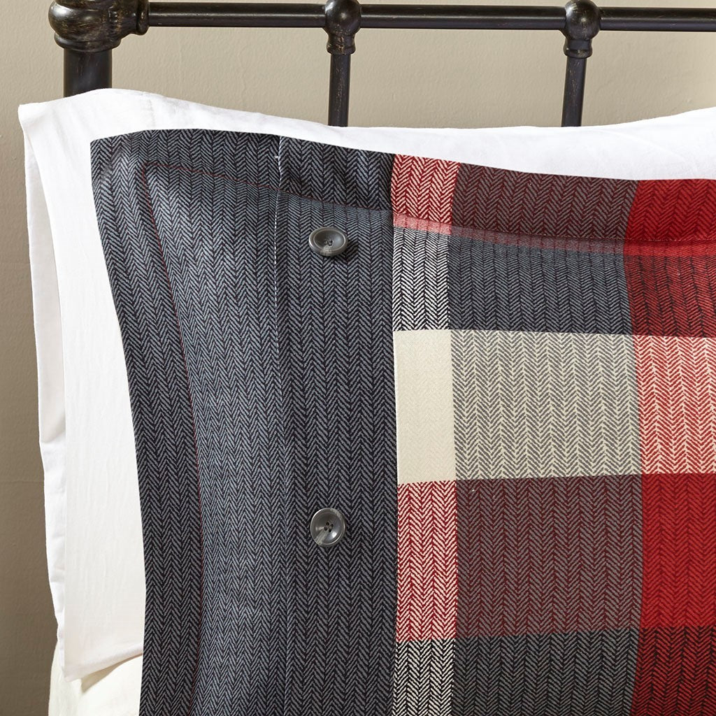 7 Piece Herringbone Comforter Set Red King