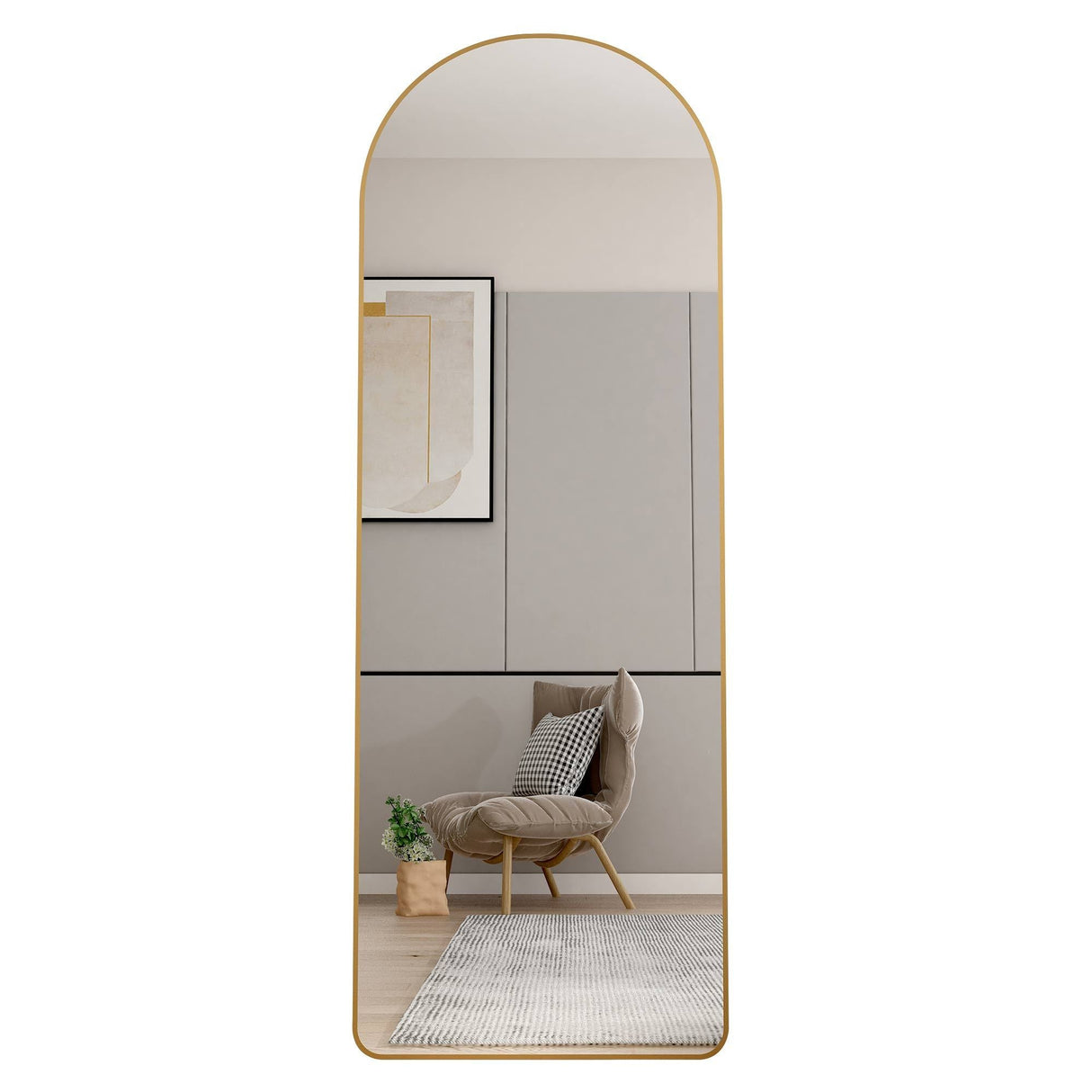 The 4th Generation Floor Mounted Full Length Mirror with Gold Frame