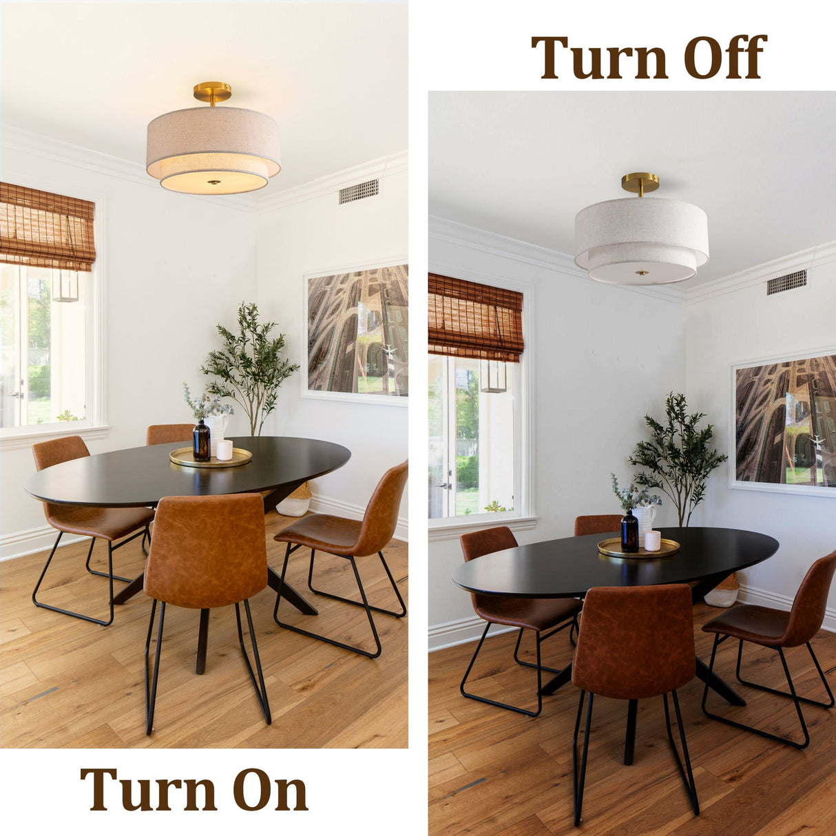 15' Modern Ceiling Light Fabric Upholstered