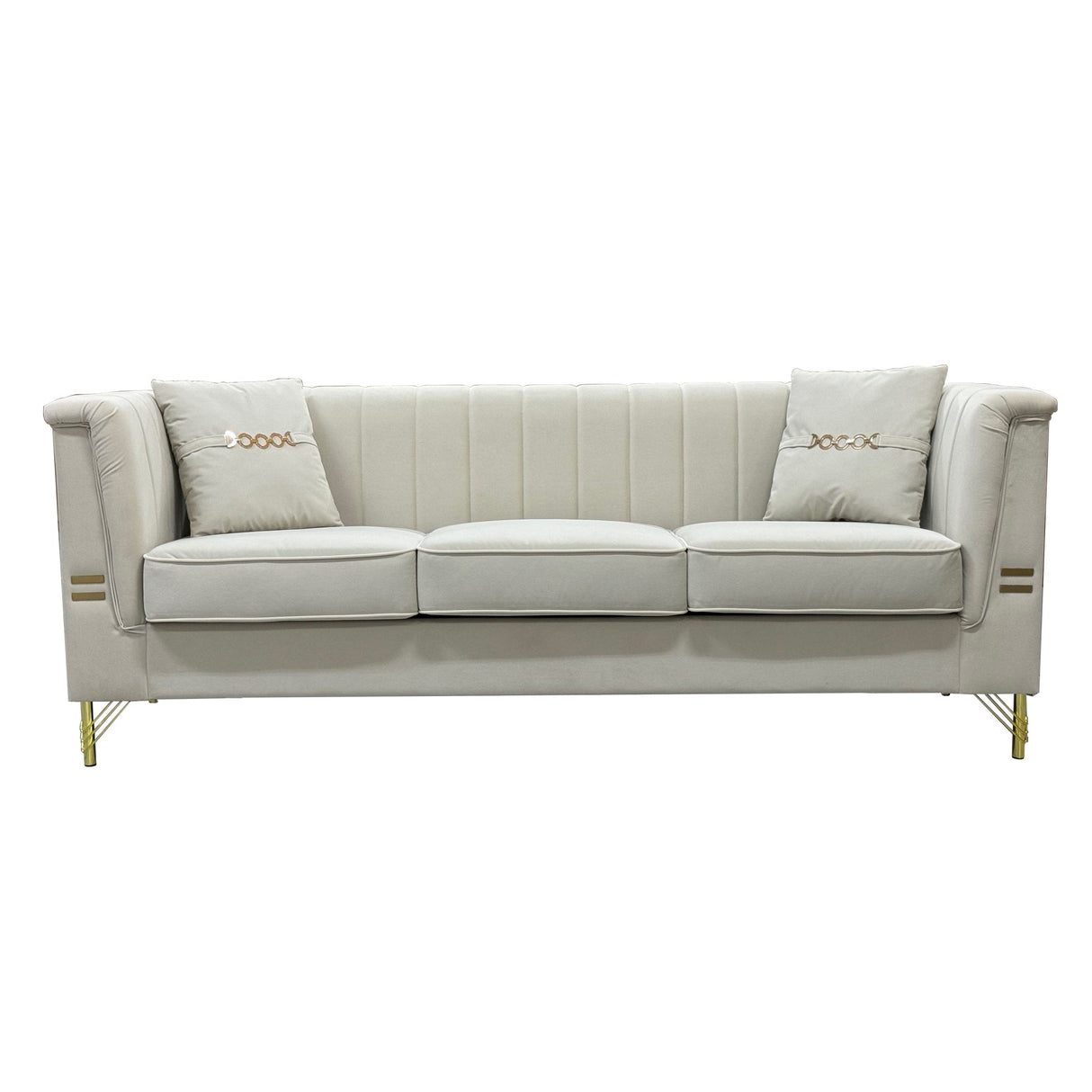 FX-P82B-BE (834-3 Sofa) Velvet 3-Seater Sofa
