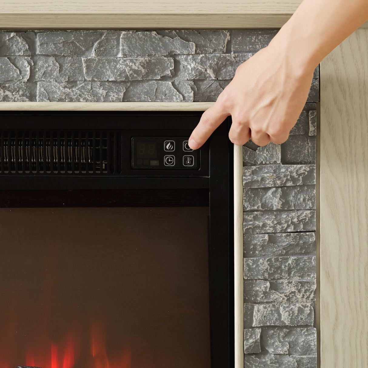 58" Modern TV Stand with Electric Fireplace and Storage