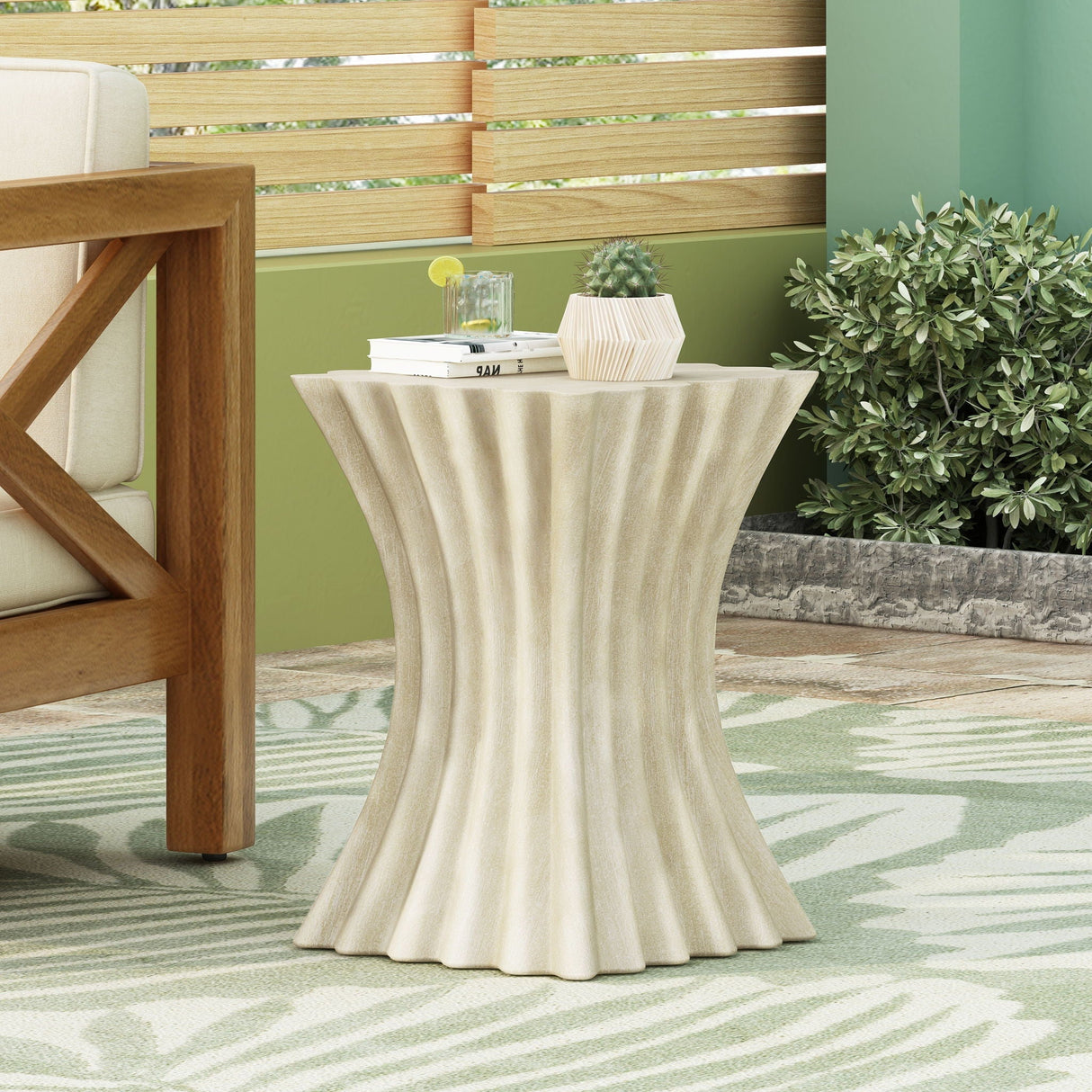 Mgo Archaistic Wavy Side Table - Antique Sandstone