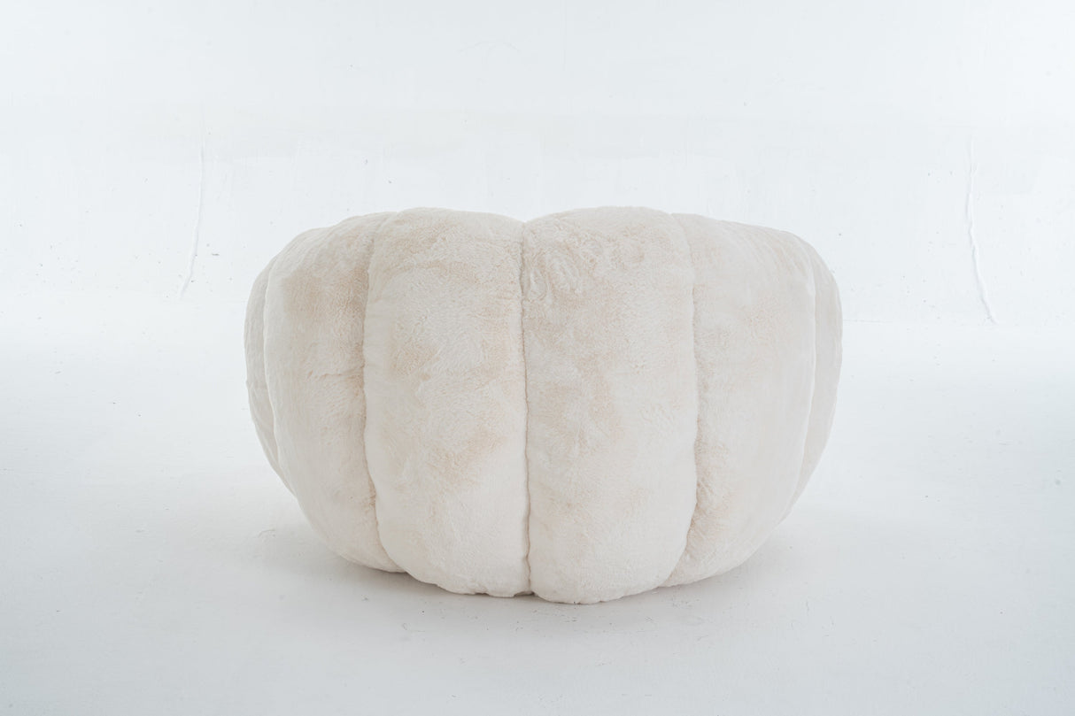 Adult Bean Bag ChairFloral-Shaped Bean Bag SofaUltra-Soft Faux Fur SofaLarge Reading Chair for Living Room or BedroomBeigeSingle-Seater