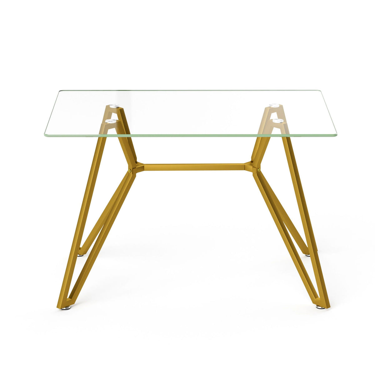 Modern Glass Dining Table With Metal Legs