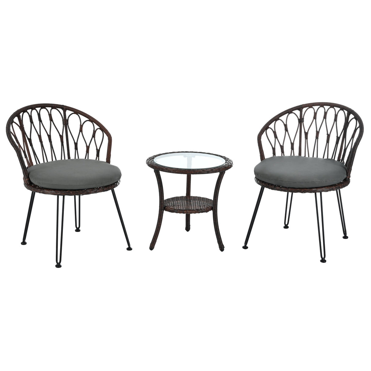 Parisian Lightweight PE Rattan Outdoor Bistro Set