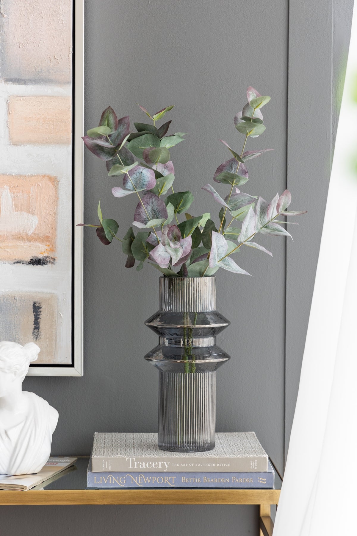 D5.9x11.8'H Fluted Accent Vases with Ribbed Design, Set of 2