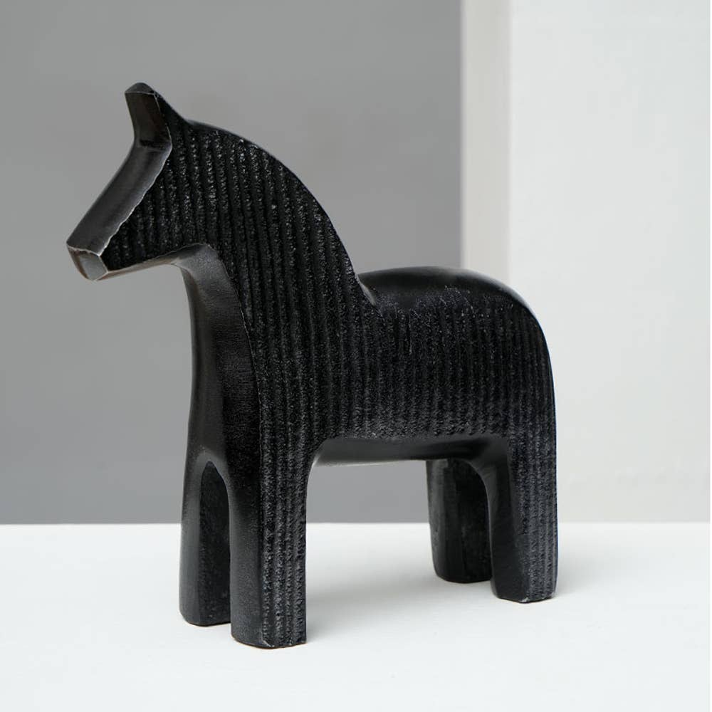 Black-Ribbed-Horse-Sculpture-Aluminum-Table-Décor-5.5X1.5X6'-