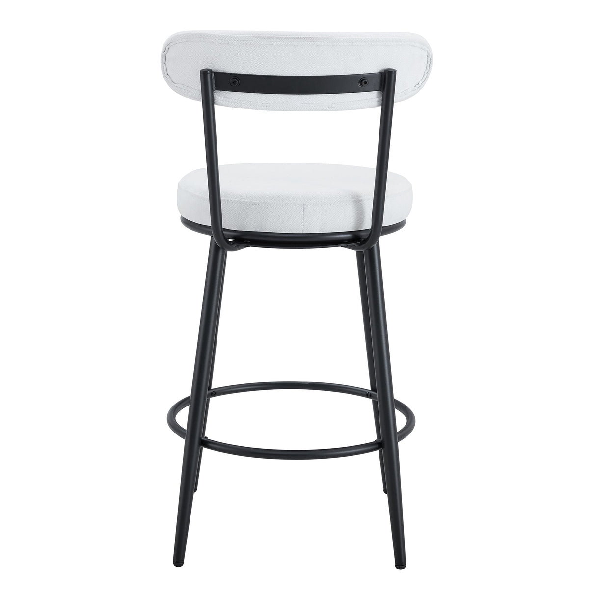 Fashionable Ergonomic High Legged Bar Chairs with White Fabric Cushions - Set of 2