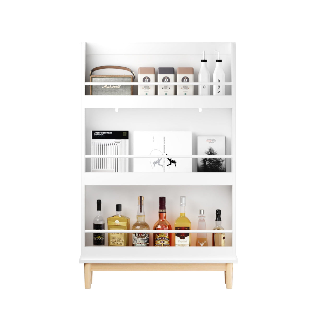 Wall Mounted Bookshelf, 3 Front Facing Display Shelves For Toddler Bedroom - White