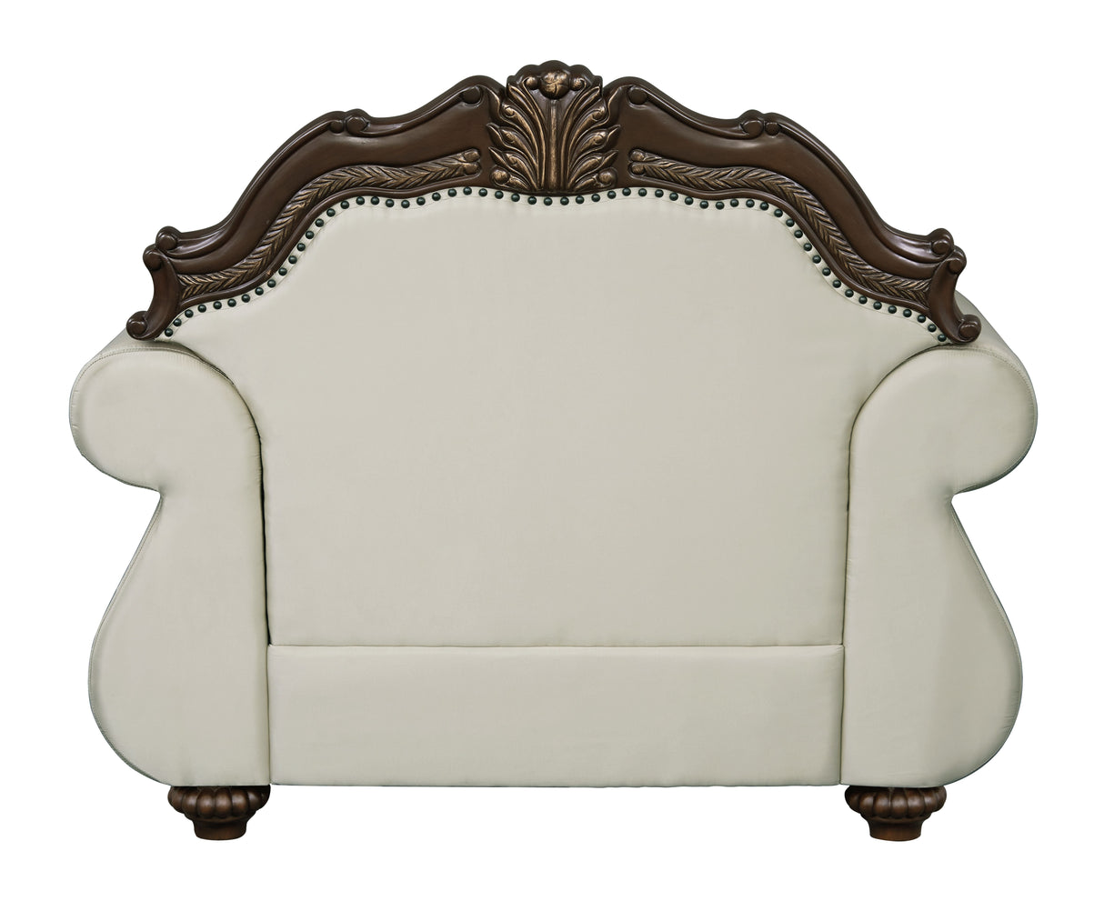 Pierce 2-Piece Traditional Living Room Set, Upholstered Loveseat and Accent Chair with Carved Wood Frame