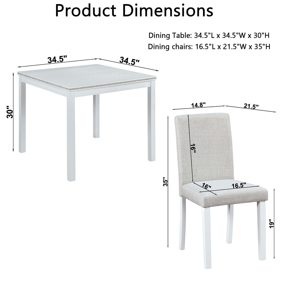 Dining Table Set With Crystal Decoration And Upholstered Chairs