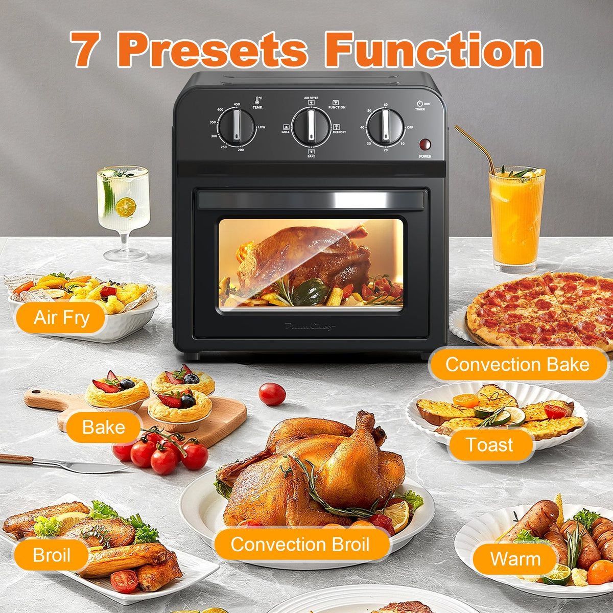 Family Size Air Fryer Toaster Oven Combo, 13QT