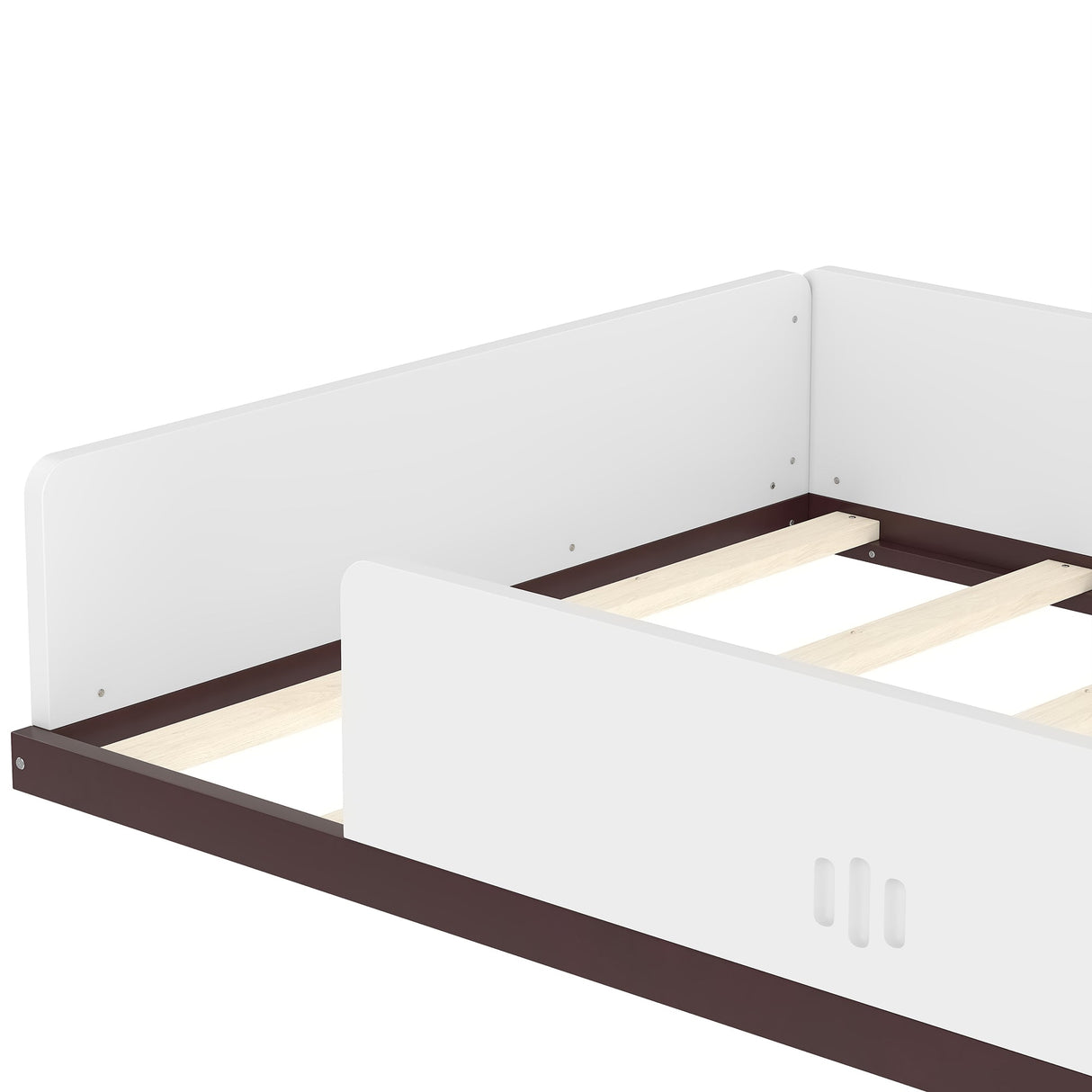 Twin Size Car-Shaped Floor Bed with Storage for Kids