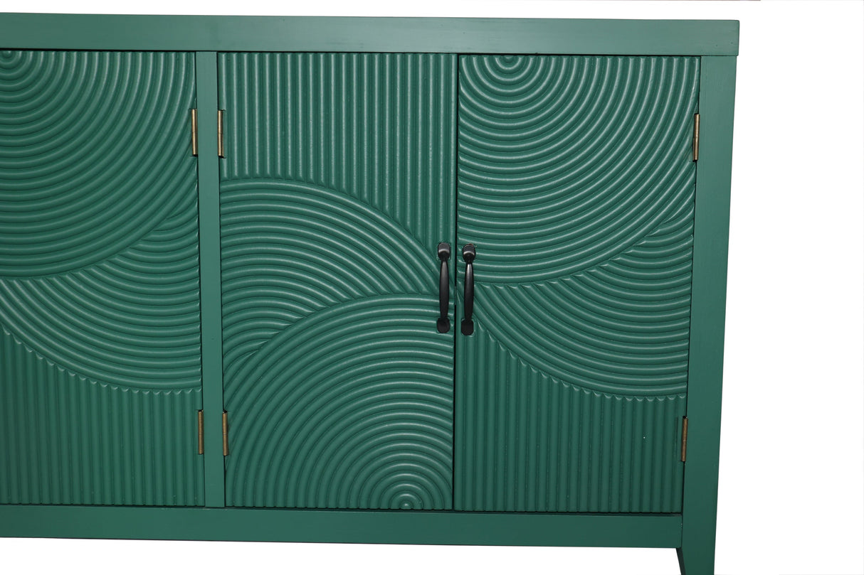 59in Green Accent Cabinet with 4 Doors Mid Century Modern Buffet