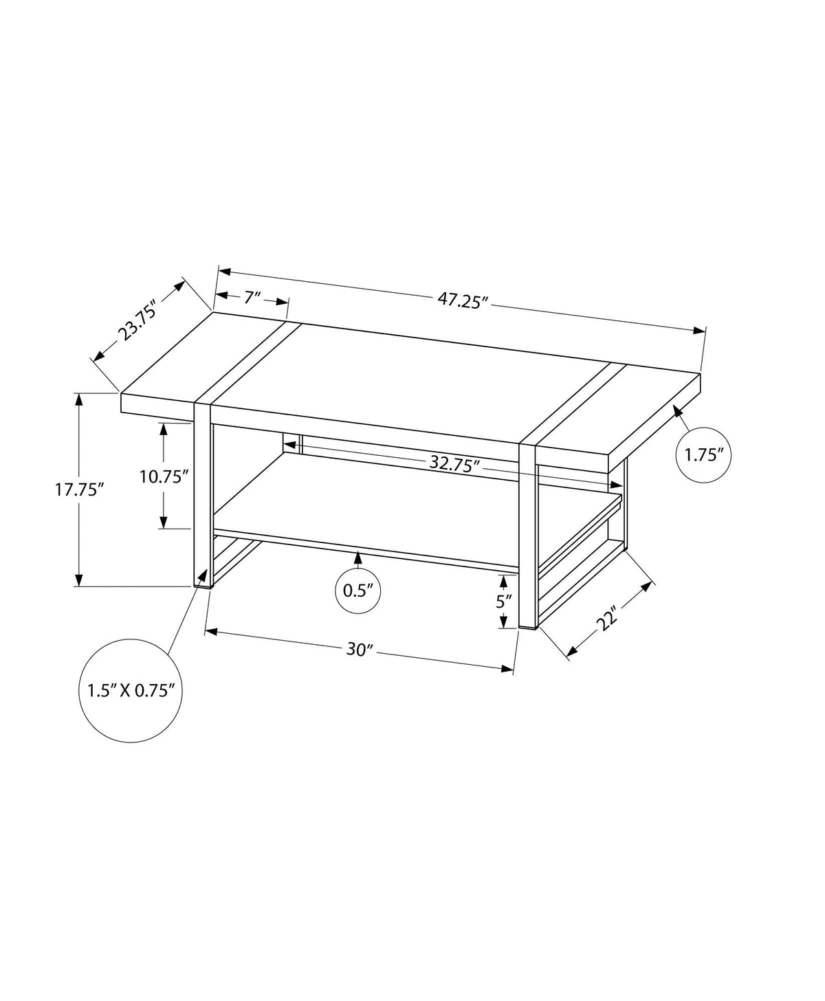 Coffee Table, Accent, Cocktail, Rectangular, Living Room, Contemporary, Modern