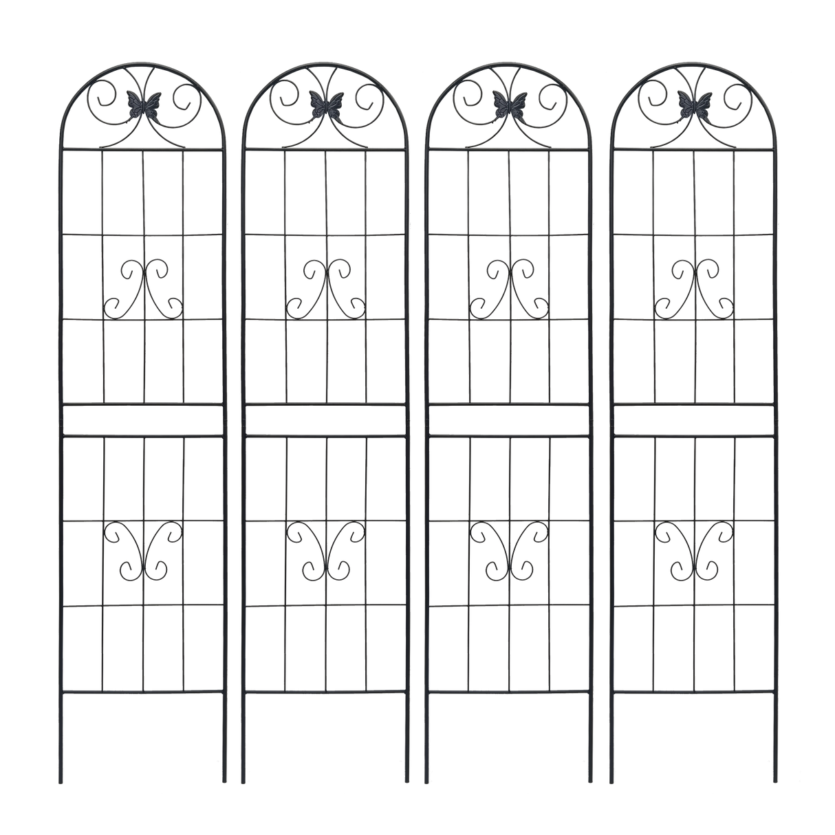 4 Pack Metal Garden Trellis 86.7" x 19.7" Rustproof Trellis for Climbing Plants Outdoor Flower Support Black