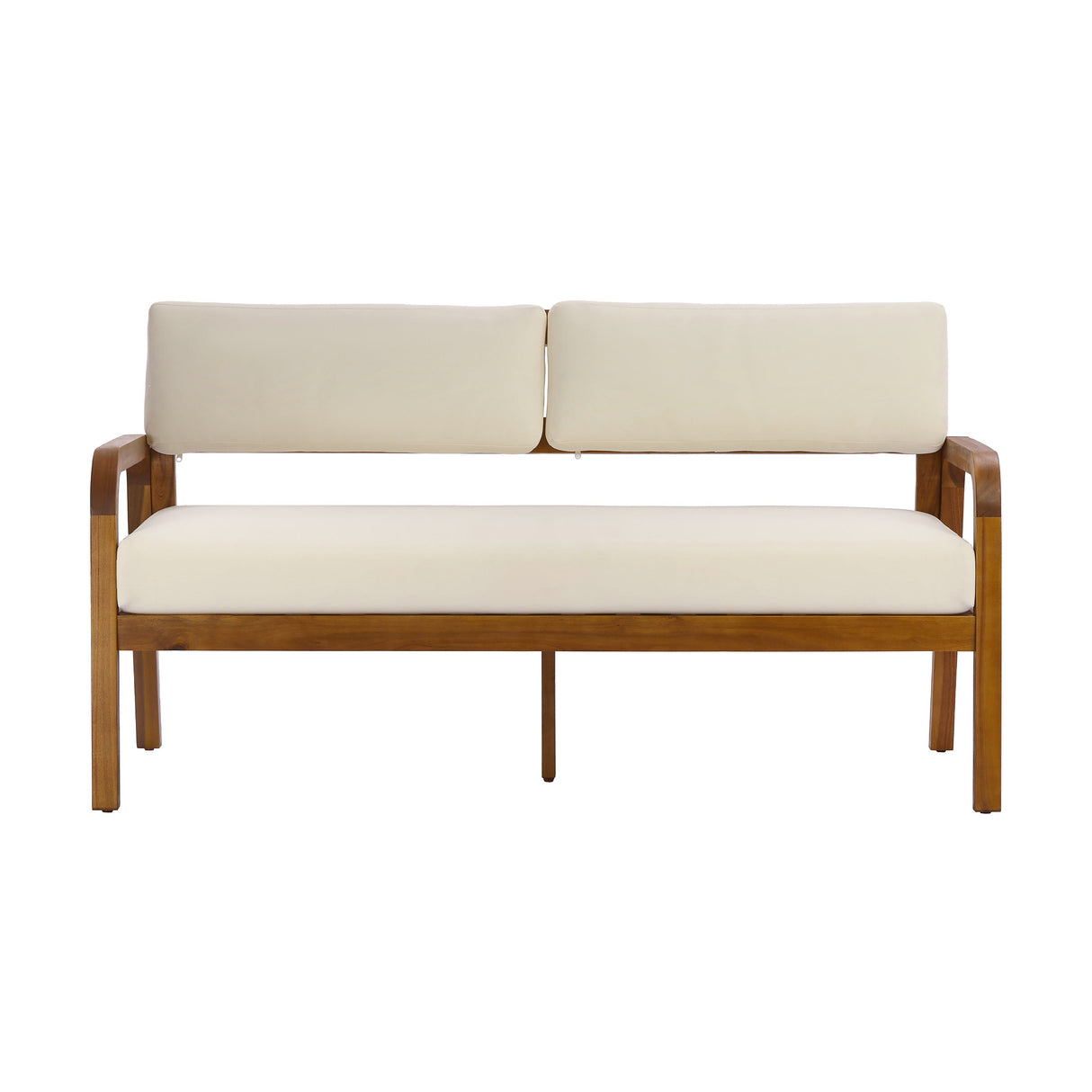 2 Pieces Outdoor Sofa Set with Cushions - Teak