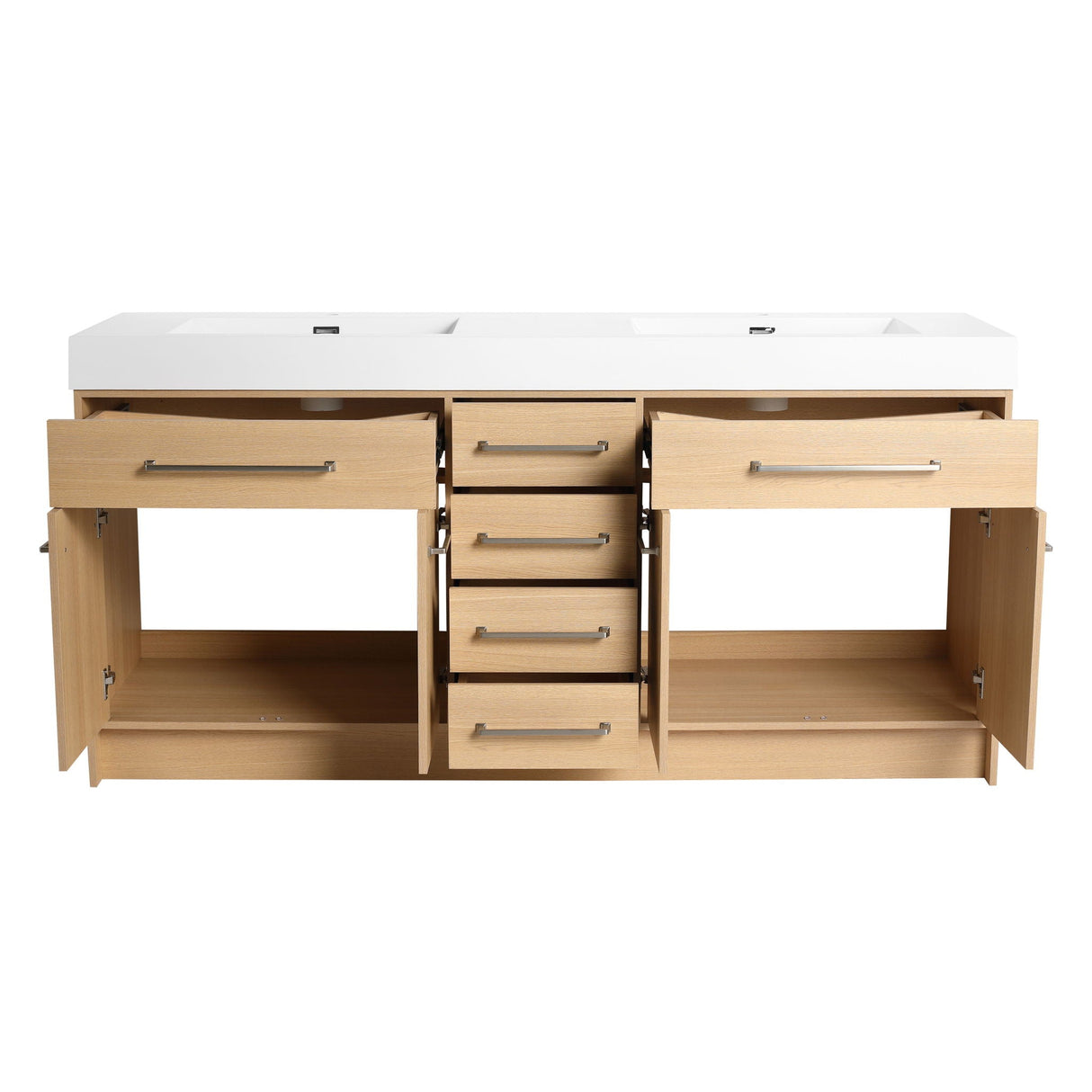 Freestanding Bathroom Vanity With Resin Sink, Soft-Closing Doors And Drawers