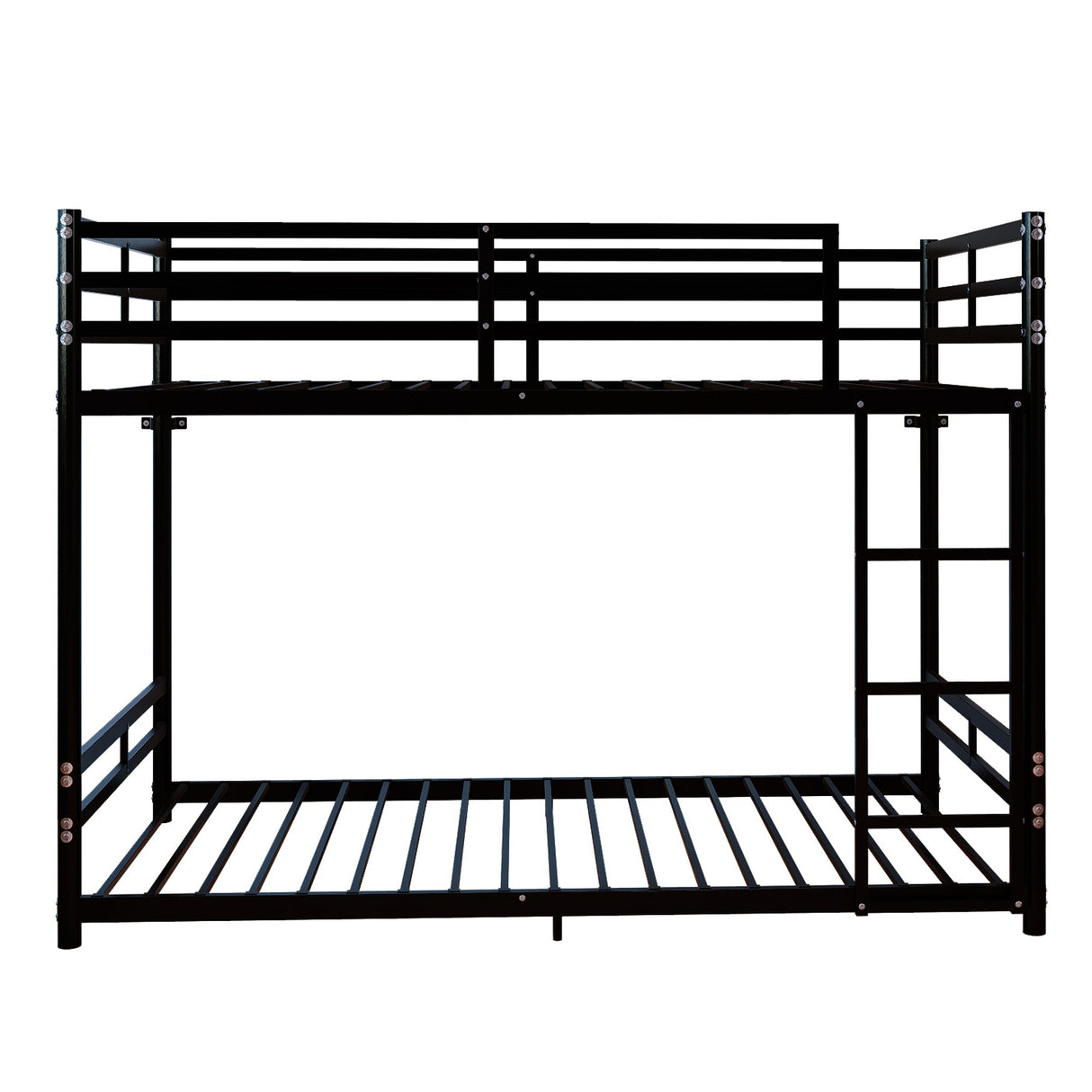 Bunk Bed with Ladder and High Guardrail Metal Bunk Bed, Storage Space, Noise Free, Twin Over Twin Size