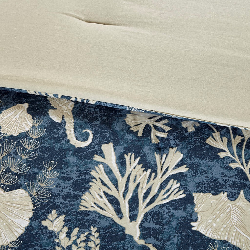 7 Piece Cotton Sateen Comforter Set Blue California King