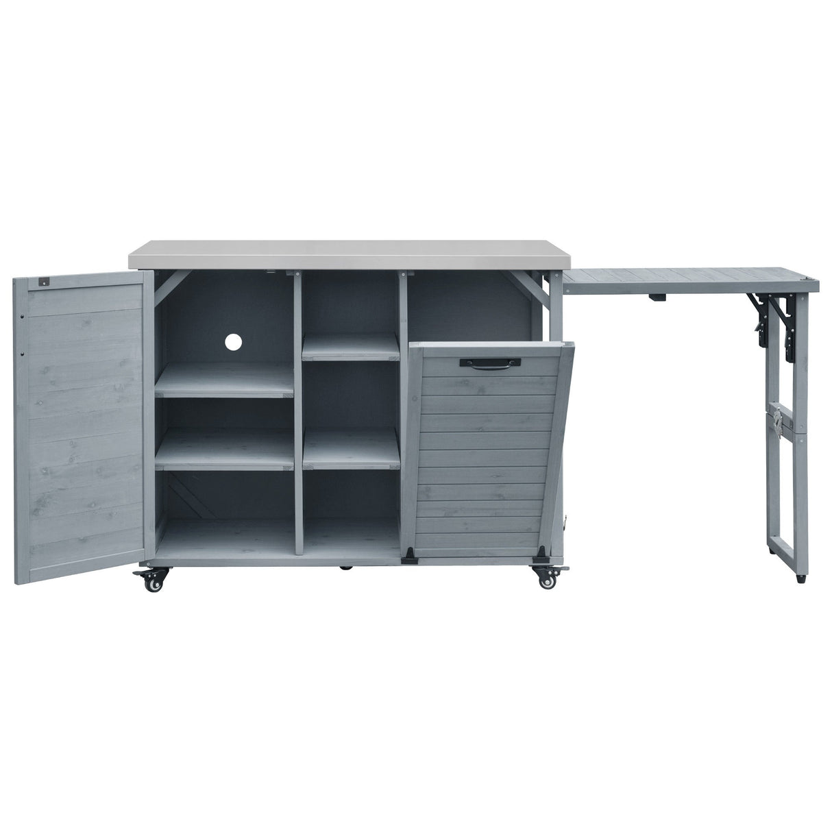 K&K 78.3' Outdoor Kitchen Island with Foldable Grill Table