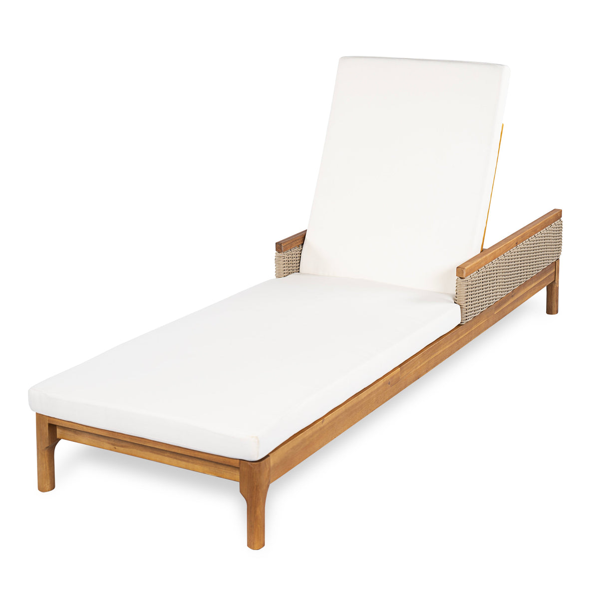 76.8' Solid Acacia Wood Sun Lounger Set of 2 with Cushions