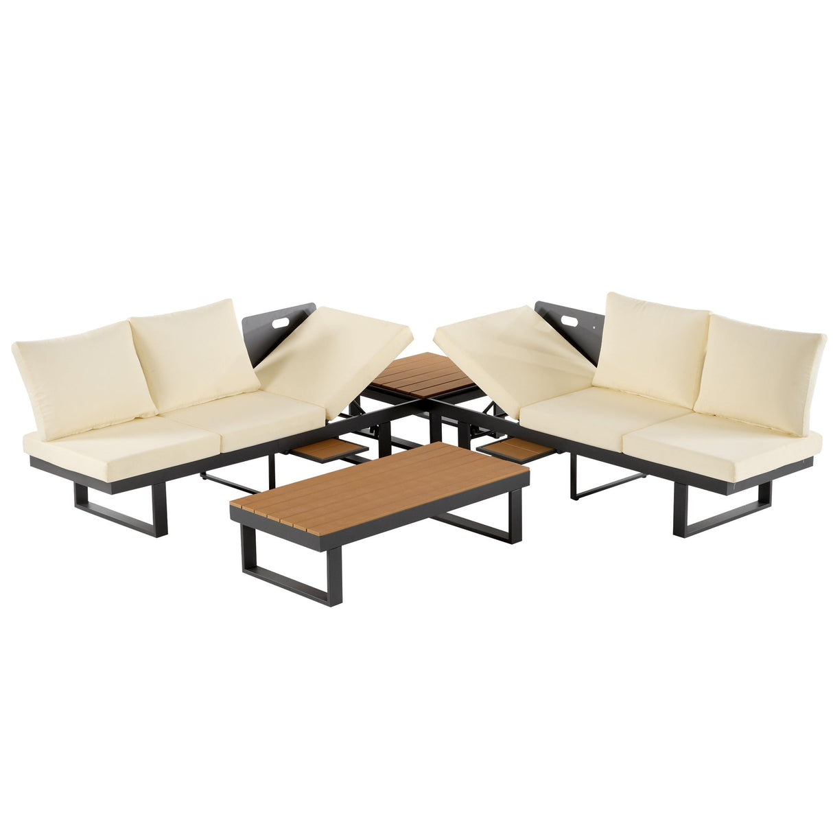 Outdoor Sectional Sofa Set with Adjustable Reclining Seats