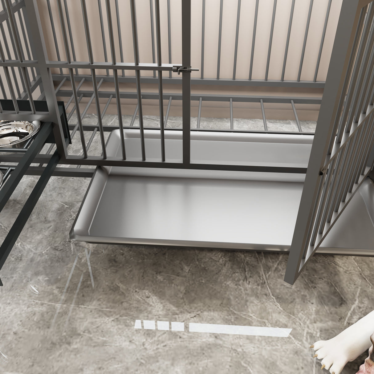 Large Pet Cage with Storage Rack and Stainless Steel Basins