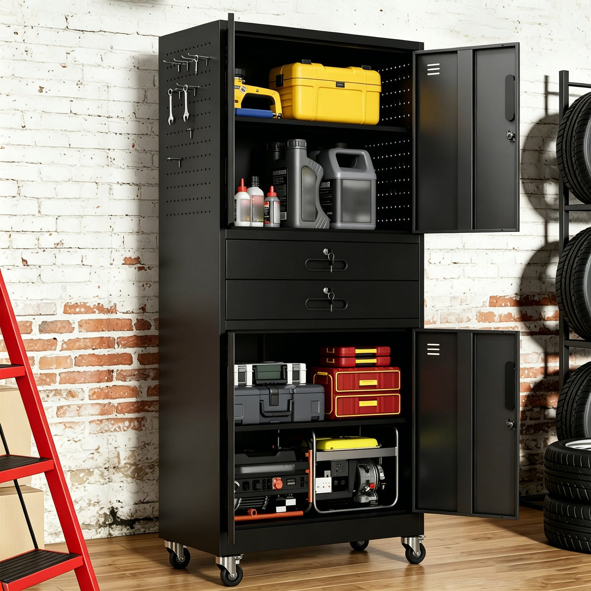 Metal Storage Cabinet with Two Drawers
