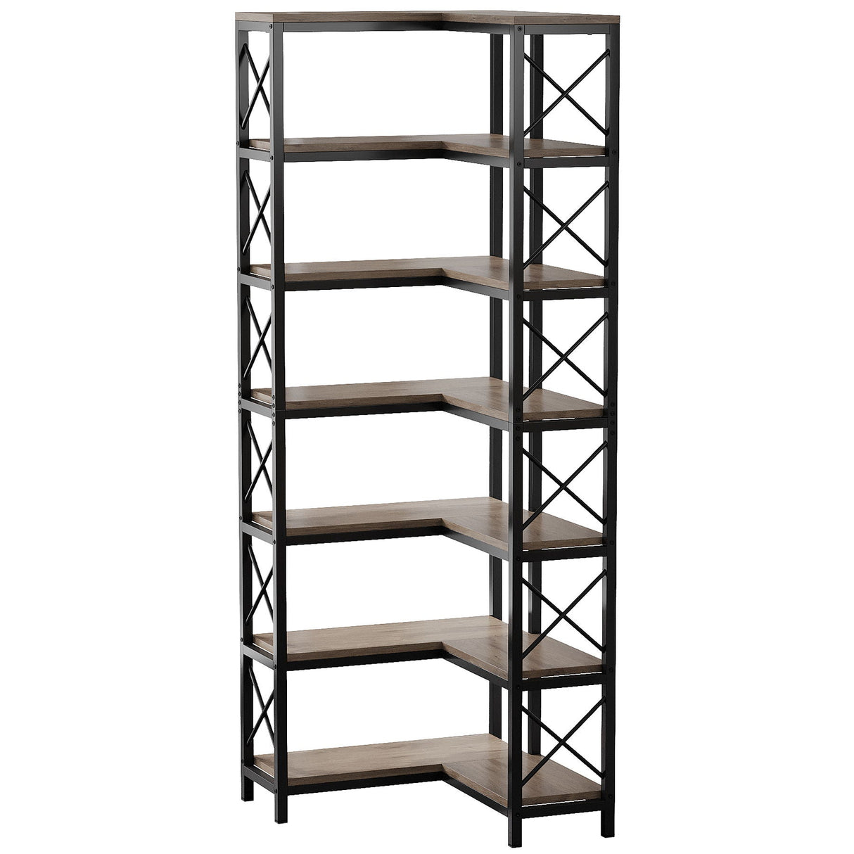 7 Tier Corner Bookshelf Storage Unit for Living Room