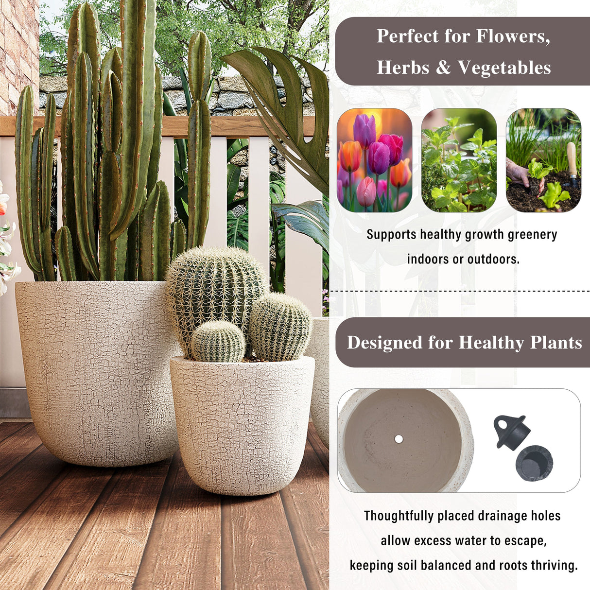 U_STYLE Lightweight MGO Planter Set of 3
