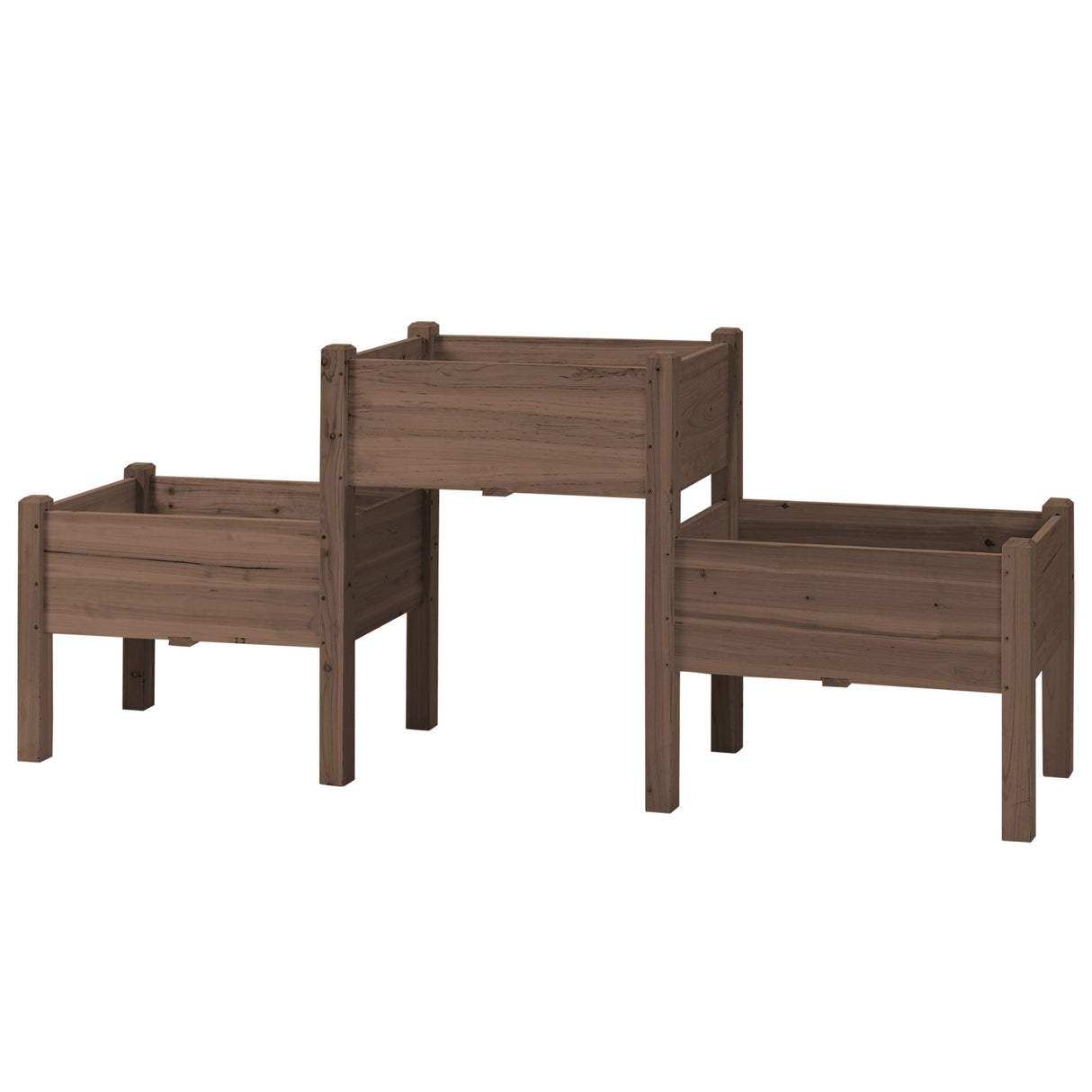 Outsunny Raised Garden Bed with 3 Planter Box