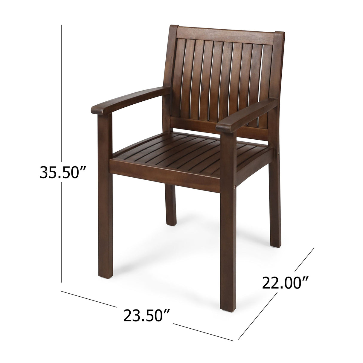 Wilson Rustic Dining Chair Acacia Wood With Slat Panel Design (Set of 2) - Dark Brown