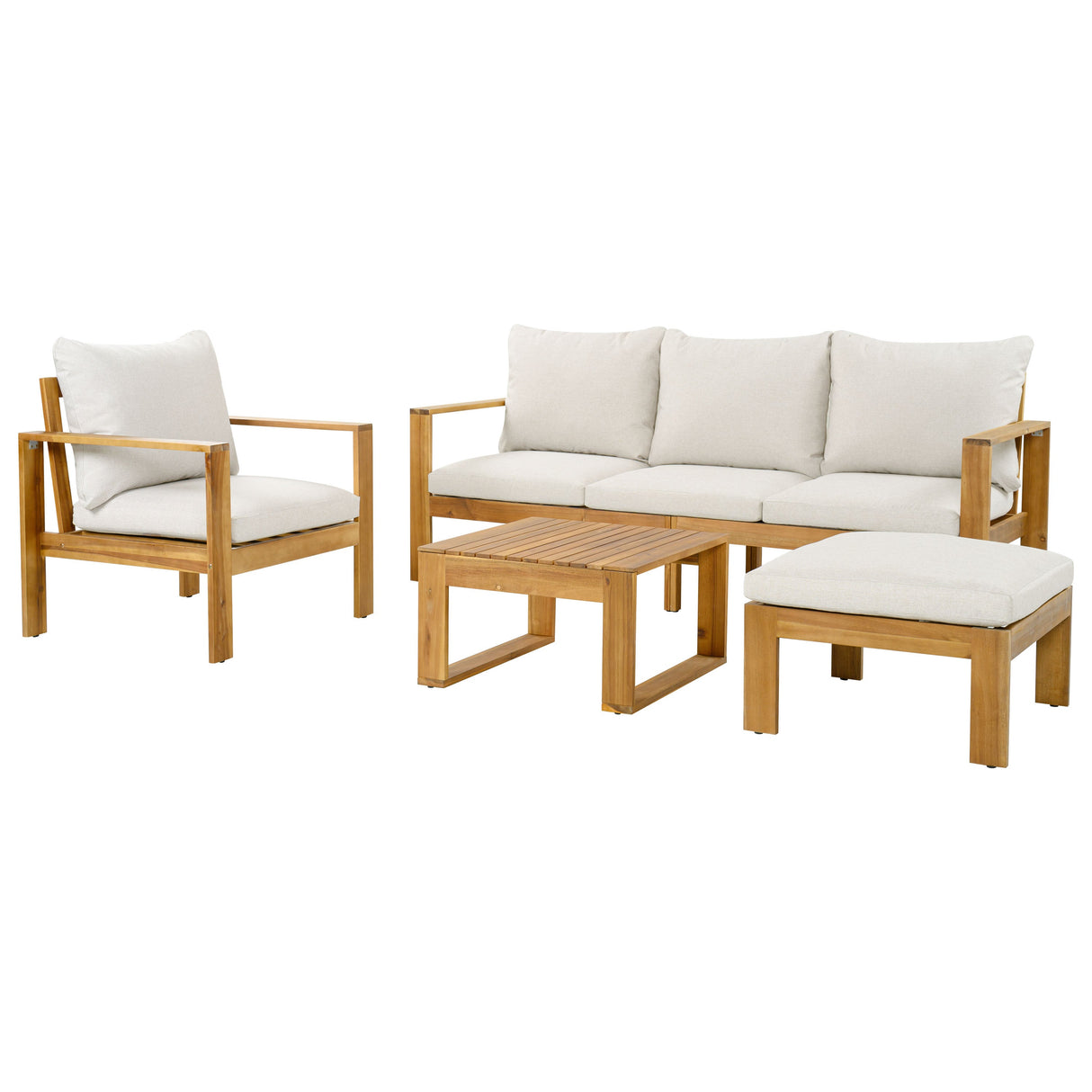 Outdoor 4pcs Acacia Sectional Patio Sofa Set