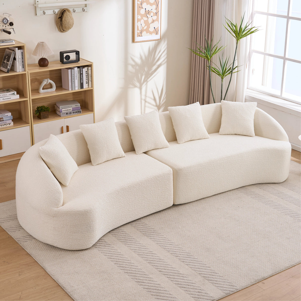 Curved Boneless Sofa, Compression Modular 110'' Sectional