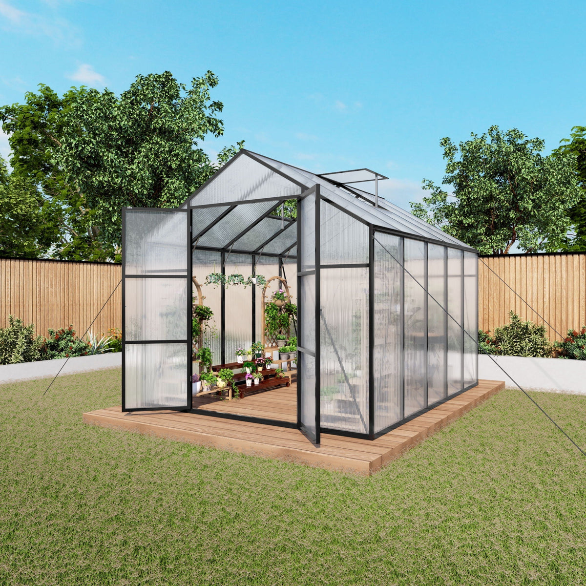 Windproof All Season Garden Shelter Greenhouse with Reinforced Frame - Black