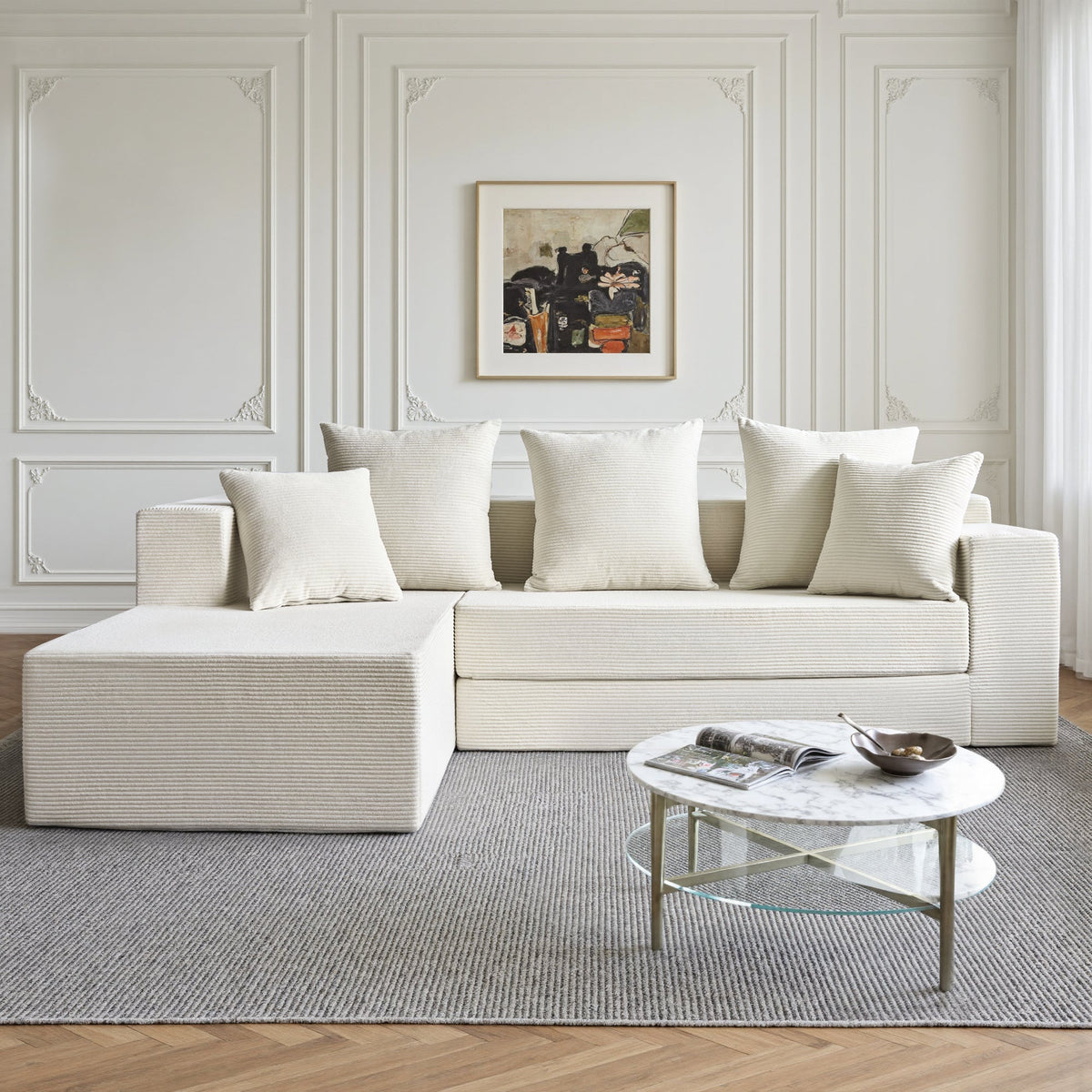106.5" Convertible L-Shaped Sectional Sofa Bed