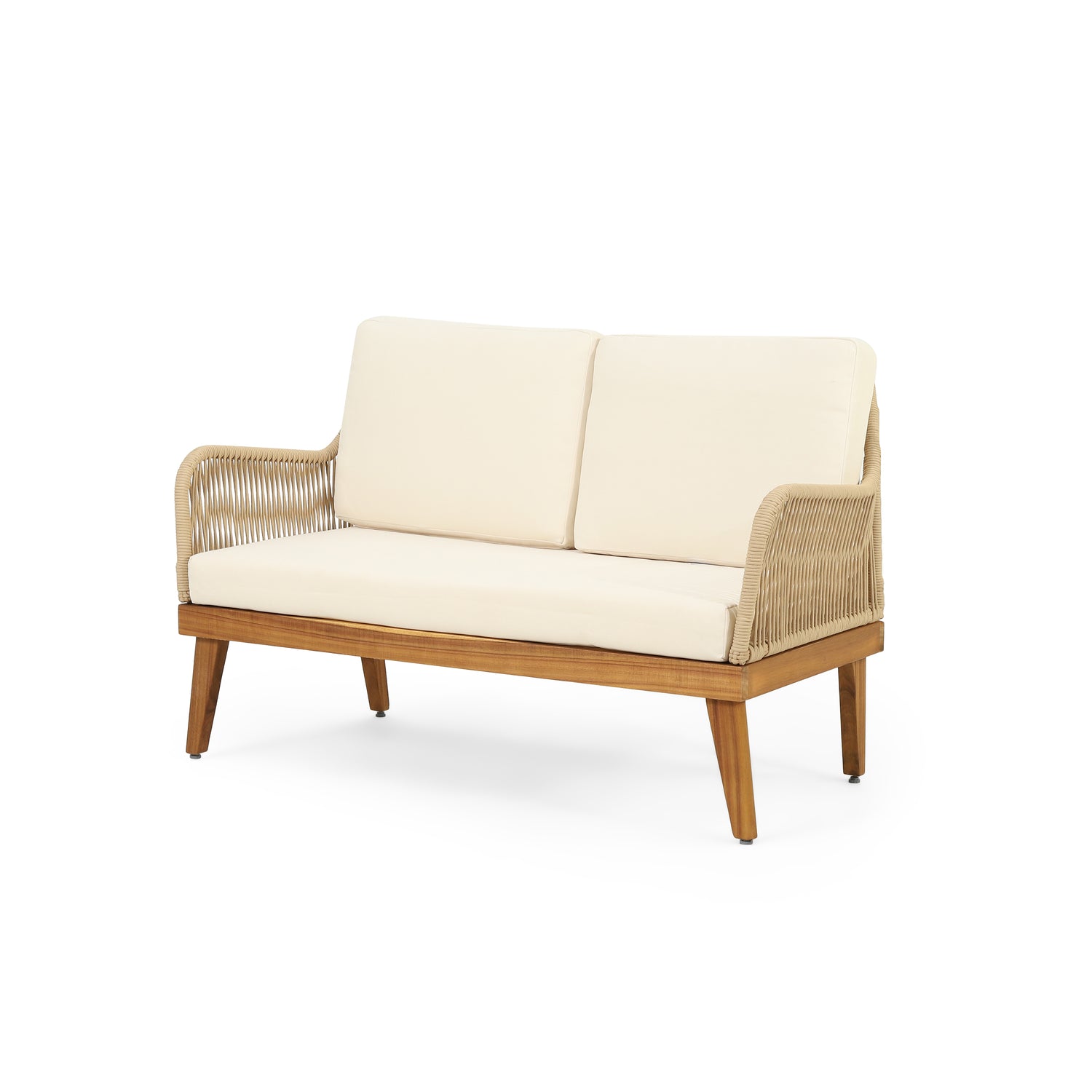 Anisa Acacia Wood & Woven Rope Outdoor Chat Set