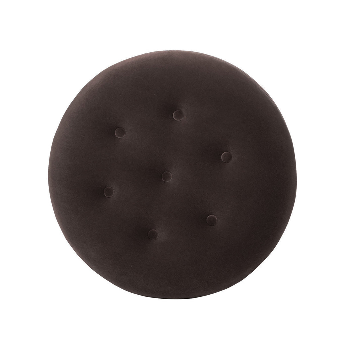Yolanda 24" Round Upholstered Accent Ottoman Deep Brown Performance Velvet