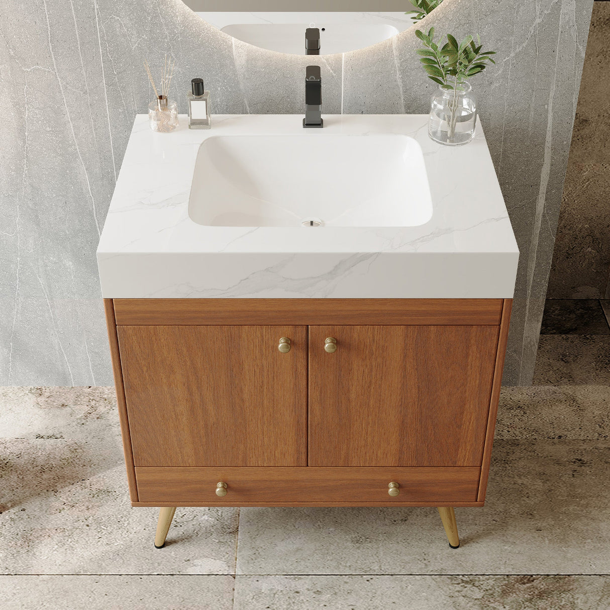 Mid-Century Free-Standing Bathroom Vanity