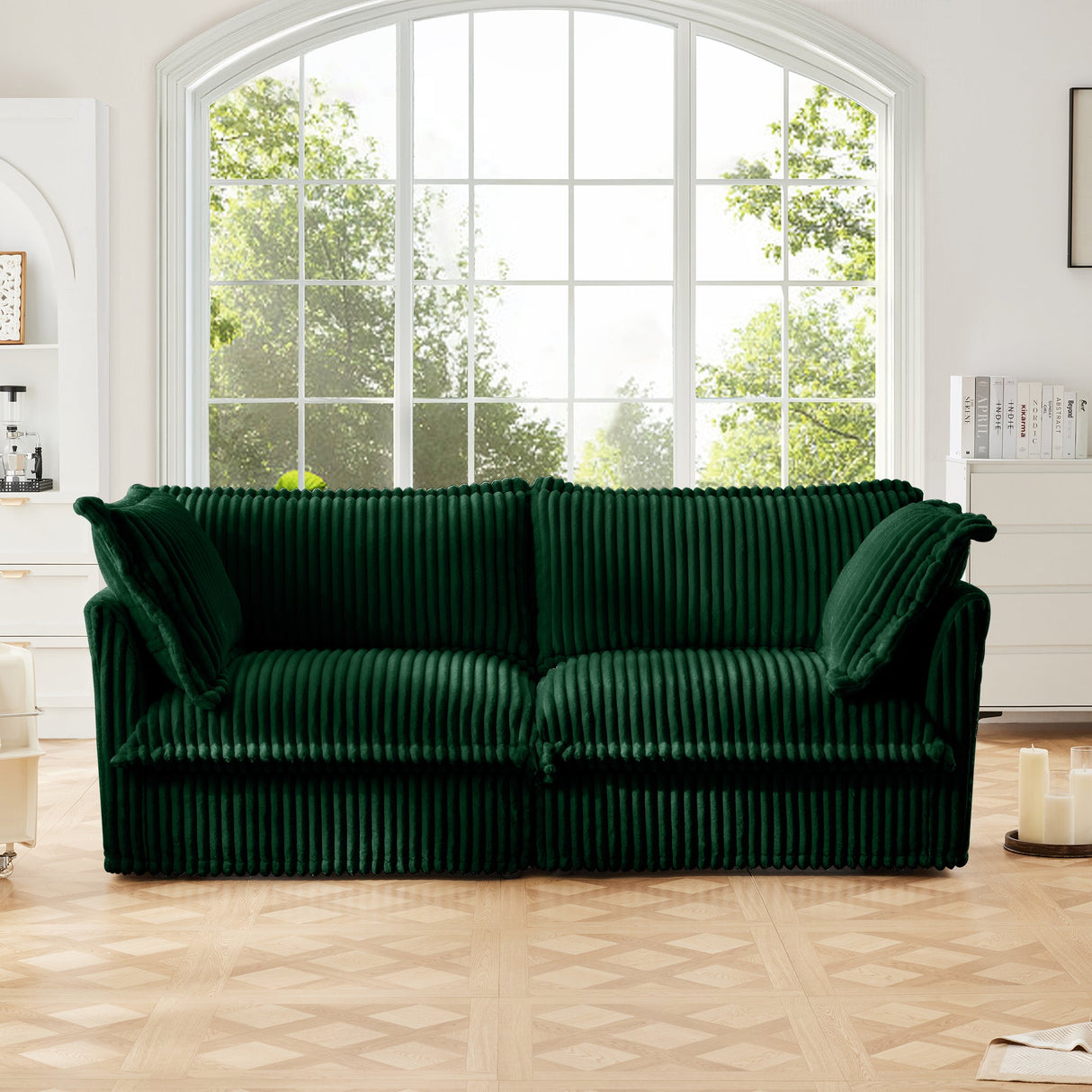 Modern Slipcovered 2-Seat Sofa Couches for Living Room