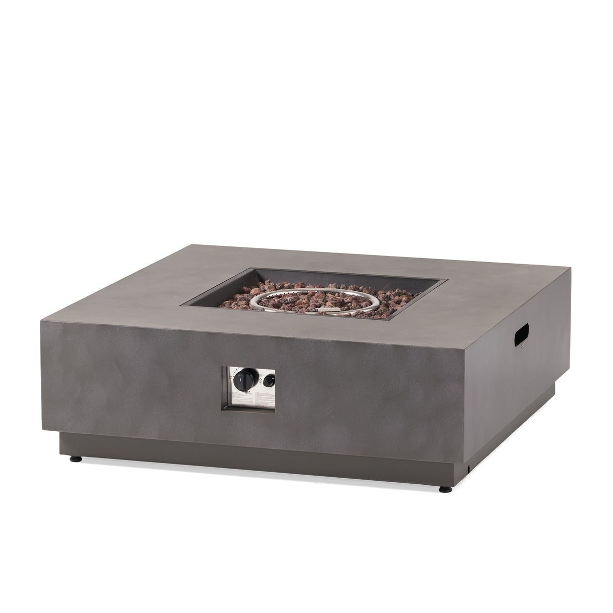 Modern Square Iron Fire Pit 50,000 BTU Stone Gray 39-Inch