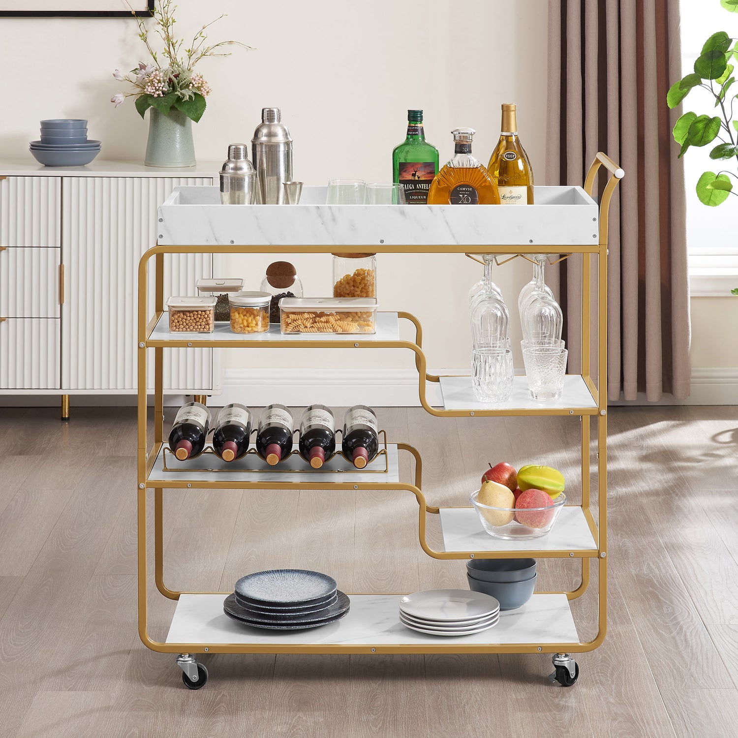 6-tier bar cart, slide bar serving cart