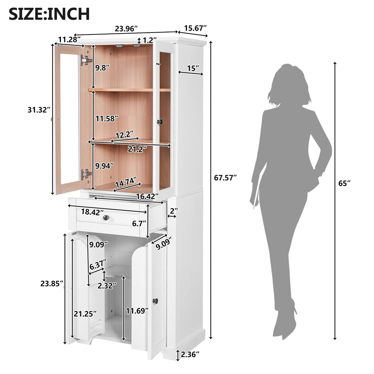 67.2' Tall Bathroom Storage Cabinet