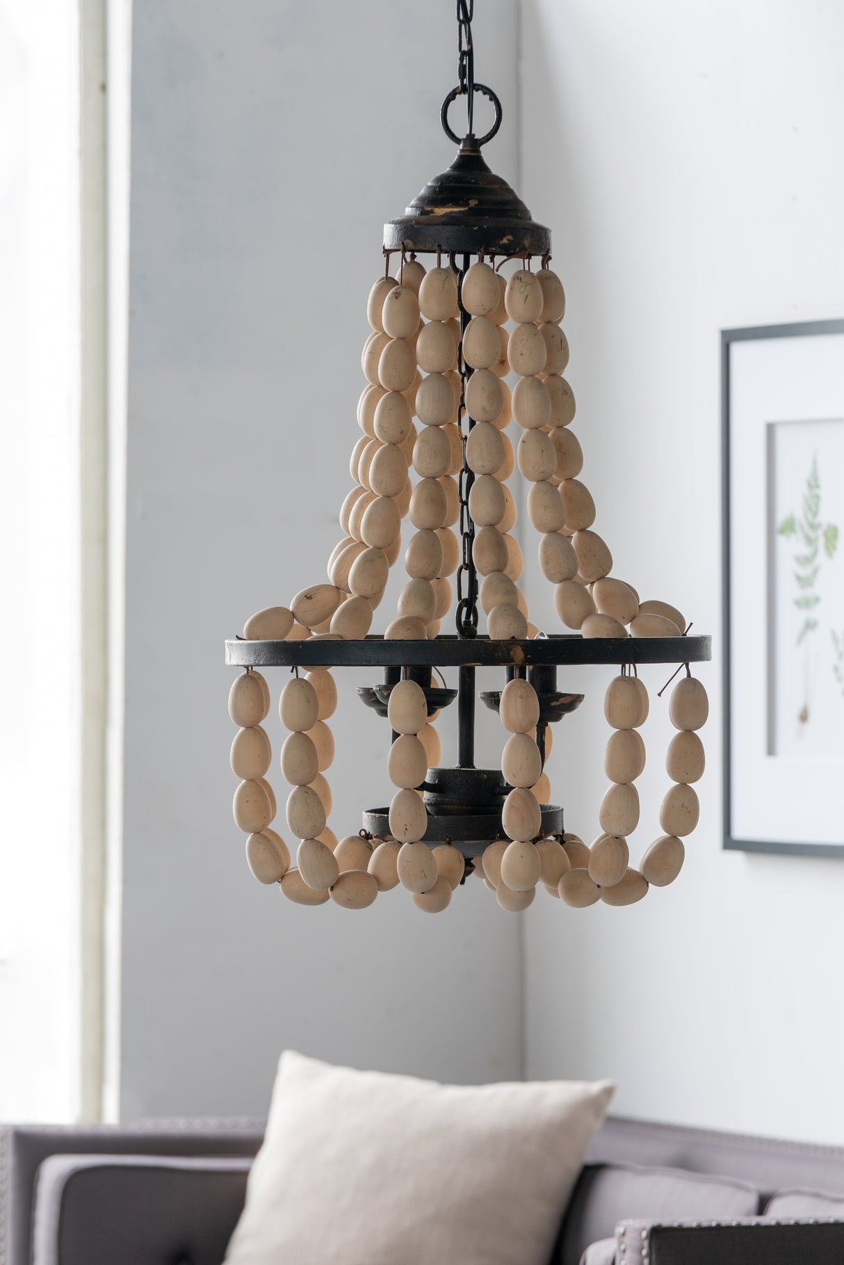 Large Beaded 4-Light Chandelier